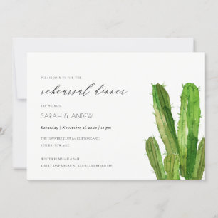 DESERT CACTUS FOLIAGE WATERVERF REHEARSAL DINNER KAART