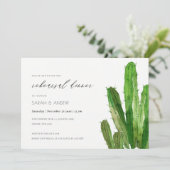 DESERT CACTUS FOLIAGE WATERVERF REHEARSAL DINNER KAART (Staand voorkant)