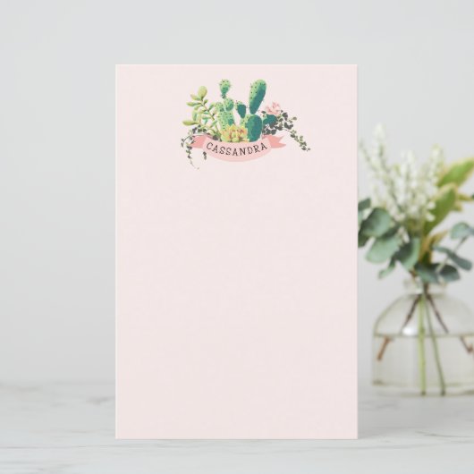 Desert Cactus Garden | Gepersonaliseerde schrijfbe (Staand voorkant)