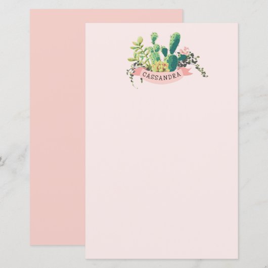 Desert Cactus Garden | Gepersonaliseerde schrijfbe (Voorkant / Achterkant)