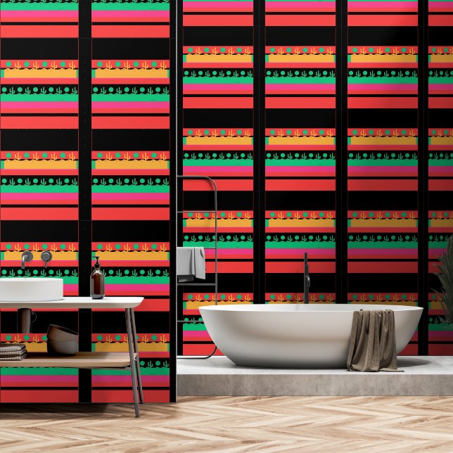 Desert Cactus Geo Horizontal Behang (Badkamer)