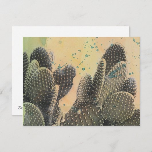 Desert Cactus | Green Splatter Briefkaart (Voorkant / Achterkant)