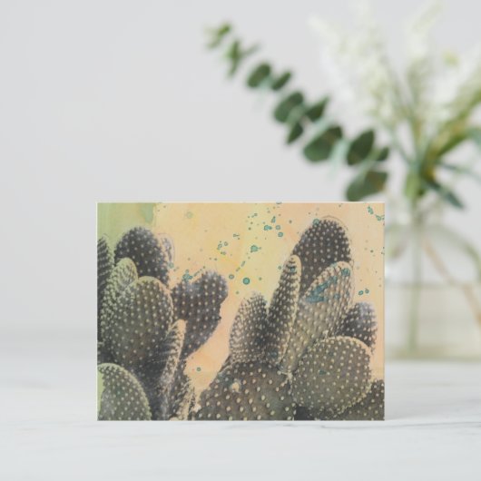 Desert Cactus | Green Splatter Briefkaart (Staand voorkant)