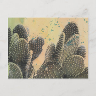 Desert Cactus   Green Splatter Briefkaart
