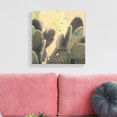 Desert Cactus | Green Splatter Canvas Afdruk (Insitu (Woonkamer))