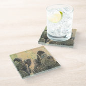 Desert Cactus | Green Splatter Glazen Onderzetter (Schuin)