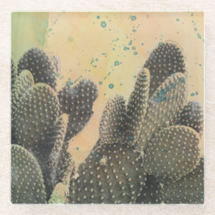 Desert Cactus   Green Splatter Glazen Onderzetter