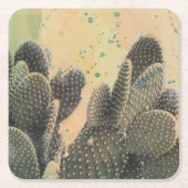 Desert Cactus | Green Splatter Kartonnen Onderzetters (Voorkant)