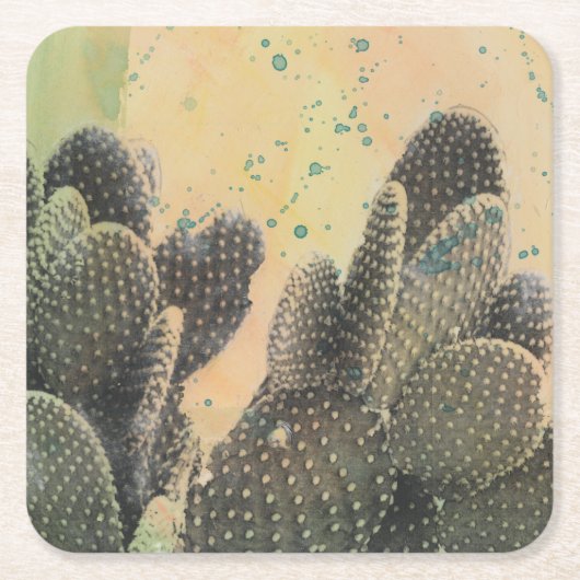 Desert Cactus | Green Splatter Kartonnen Onderzetters (Voorkant)