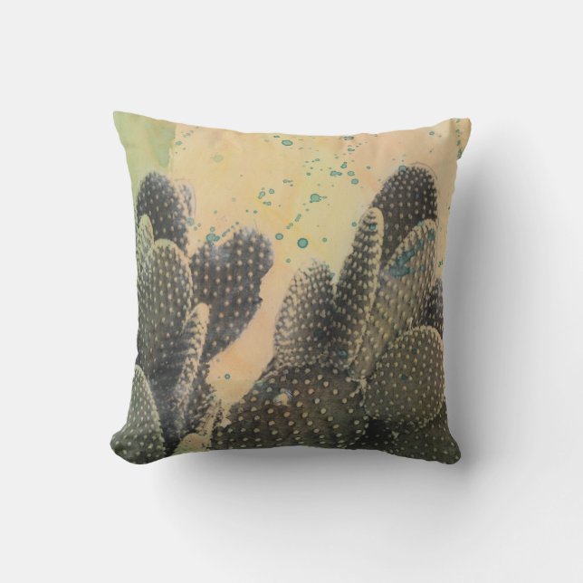 Desert Cactus | Green Splatter Kussen (Voorkant)