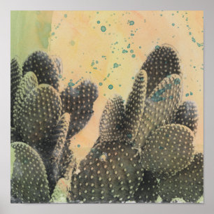 Desert Cactus   Green Splatter Poster