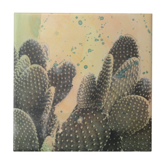 Desert Cactus | Green Splatter Tegeltje (Voorkant)