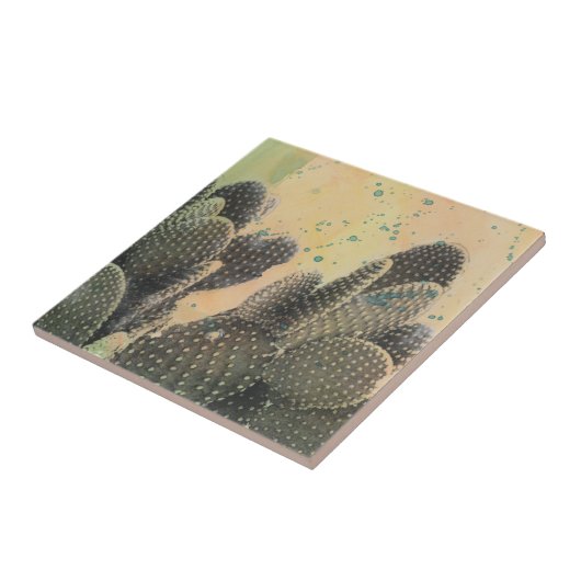 Desert Cactus | Green Splatter Tegeltje (Zijkant)