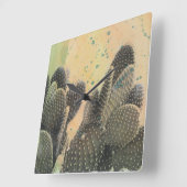 Desert Cactus | Green Splatter Vierkante Klok (Hoek)