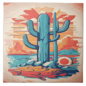 Desert Cactus Illustratie Tegeltje (Voorkant)