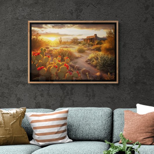 Desert Cactus in Bloom AI Art | Fottorealistisch Poster