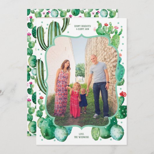 Desert Cactus kerstkaarten Feestdagenkaart (Voorkant / Achterkant)