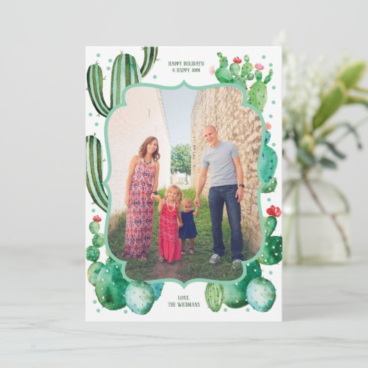 Desert Cactus kerstkaarten Feestdagenkaart (Staand voorkant)