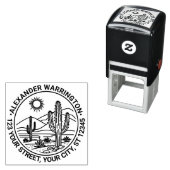 Desert Cactus Landschap #1 Naam Retouradres Zelfinktende Stempel (In situ)