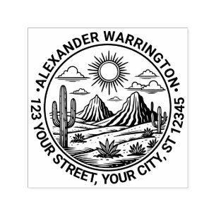 Desert Cactus Landschap #2 Naam Retouradres Zelfinktende Stempel