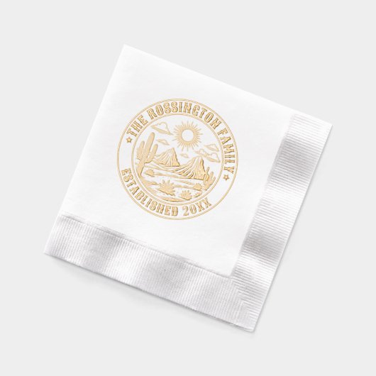 Desert Cactus Landschap #2S Familienaam Datum ESTD Folie Servetten (Links)