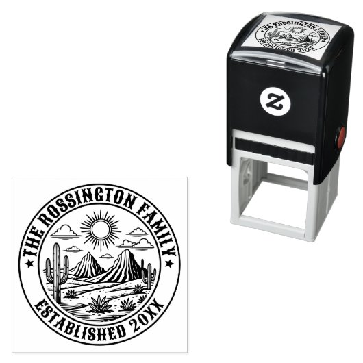 Desert Cactus Landschap #2S Familienaam Datum ESTD Zelfinktende Stempel (In situ)