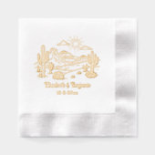 Desert Cactus Landschap #3 Paar Naam Datum Folie Servetten (Voorkant)