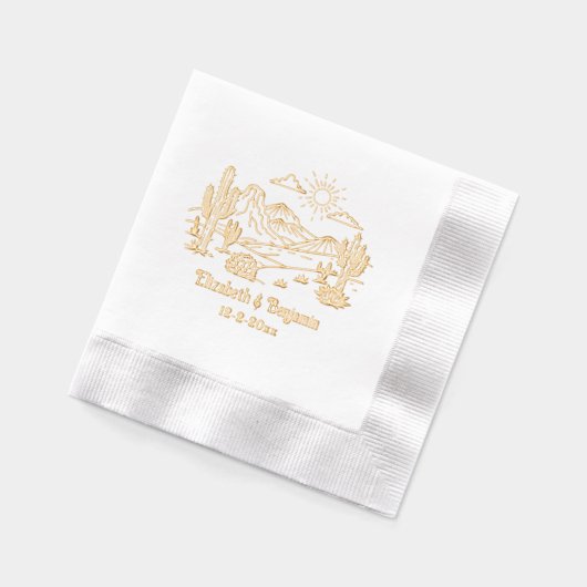 Desert Cactus Landschap #3 Paar Naam Datum Folie Servetten (Links)