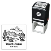 Desert Cactus Landschap #3 Paar Naam Datum Zelfinktende Stempel (In situ)