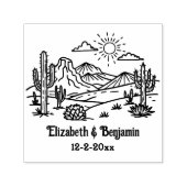 Desert Cactus Landschap #3 Paar Naam Datum Zelfinktende Stempel (Design)