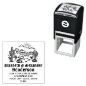 Desert Cactus Landschap #3S SQ Naam Retouradres Zelfinktende Stempel (In situ)