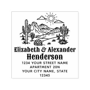 Desert Cactus Landschap #3S SQ Naam Retouradres Zelfinktende Stempel