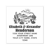 Desert Cactus Landschap #3S SQ Naam Retouradres Zelfinktende Stempel (Design)