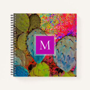 Desert Cactus Monogram Prickly Pear Paars Green Notitieboek