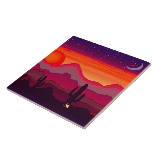 Desert Cactus Moon Tegeltje (Zijkant)