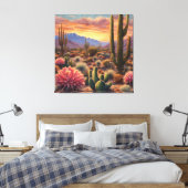 Desert Cactus Mountain Sunrise dramatische verklar Canvas Afdruk (Insitu (Slaapkamer))