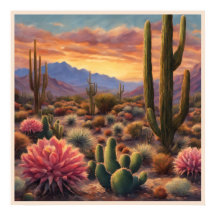 Desert Cactus Mountain Sunrise dramatische verklar