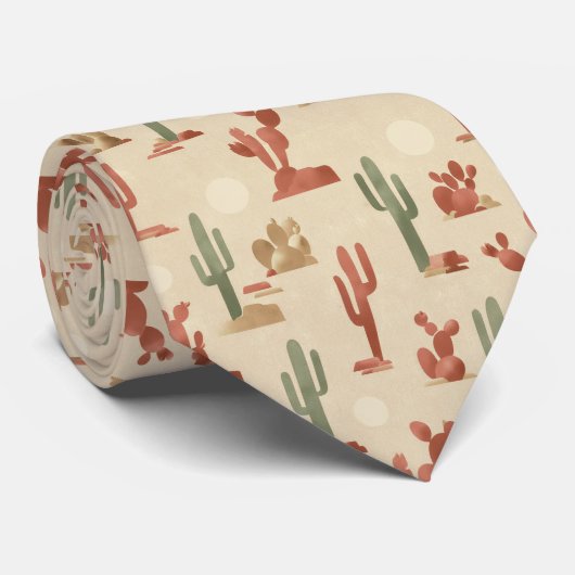 Desert Cactus Nature Pattern Stropdas (Opgerold)