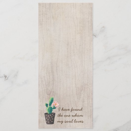 Desert Cactus Painted Rustic Wedding Menu Kaarten (Achterkant)