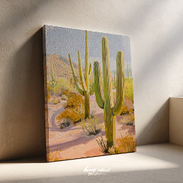 Desert Cactus Painting, Southwestern Wall Art Canvas Afdruk