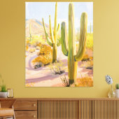 Desert Cactus Painting, Southwestern Wall Art Canvas Afdruk (Insitu (Woonkamer))