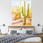 Desert Cactus Painting, Southwestern Wall Art Canvas Afdruk (Insitu (Slaapkamer))