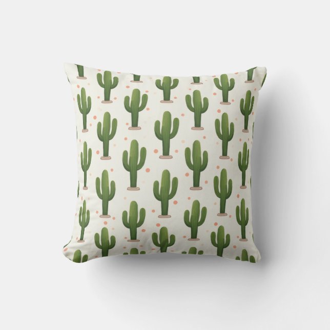 Desert Cactus Pattern – Southwestern Botanical  Kussen (Voorkant)