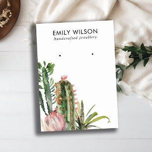 DESERT CACTUS PROTEA FOLIAGE STUD EARRING DISPLAY VISITEKAARTJE