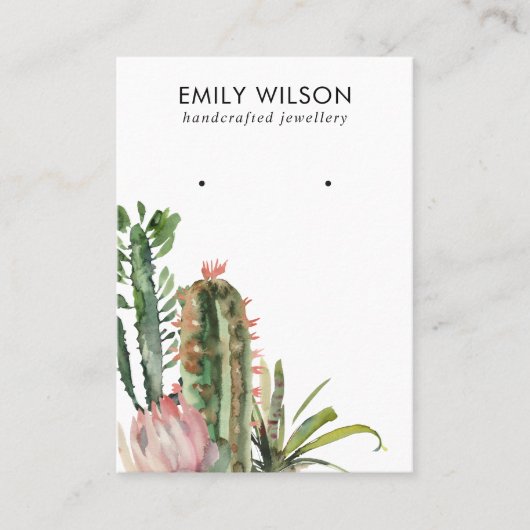 DESERT CACTUS PROTEA FOLIAGE STUD OORBEL DISPLAY VISITEKAARTJE (Voorkant)