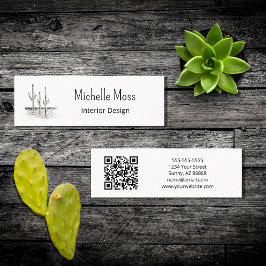 Desert Cactus QR-code Minimalistisch Interieur Ont Mini Visitekaartje
