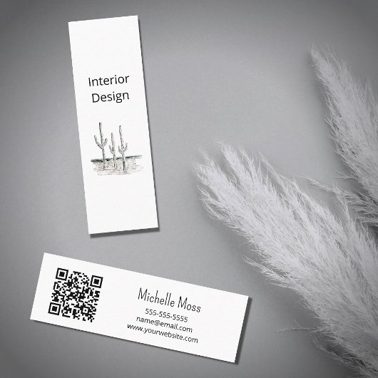 Desert Cactus QR-code Minimalistisch Interieur Ont Mini Visitekaartje