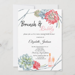 Desert Cactus Red Brunch & Bubble Bridal Kaart