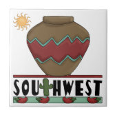 Desert Cactus, Red Chilis, Pottery - Southwest Tegeltje (Voorkant)