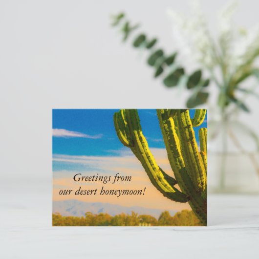 Desert Cactus Saguaro Huwelijksreis Dank u Briefkaart (Staand voorkant)